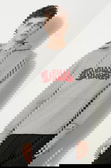 Суитчър FJÄLLRÄVEN Fjallraven Logo Pullover Hoodie with Drawstring and Kangaroo Pocket Сиво | F84144, 0