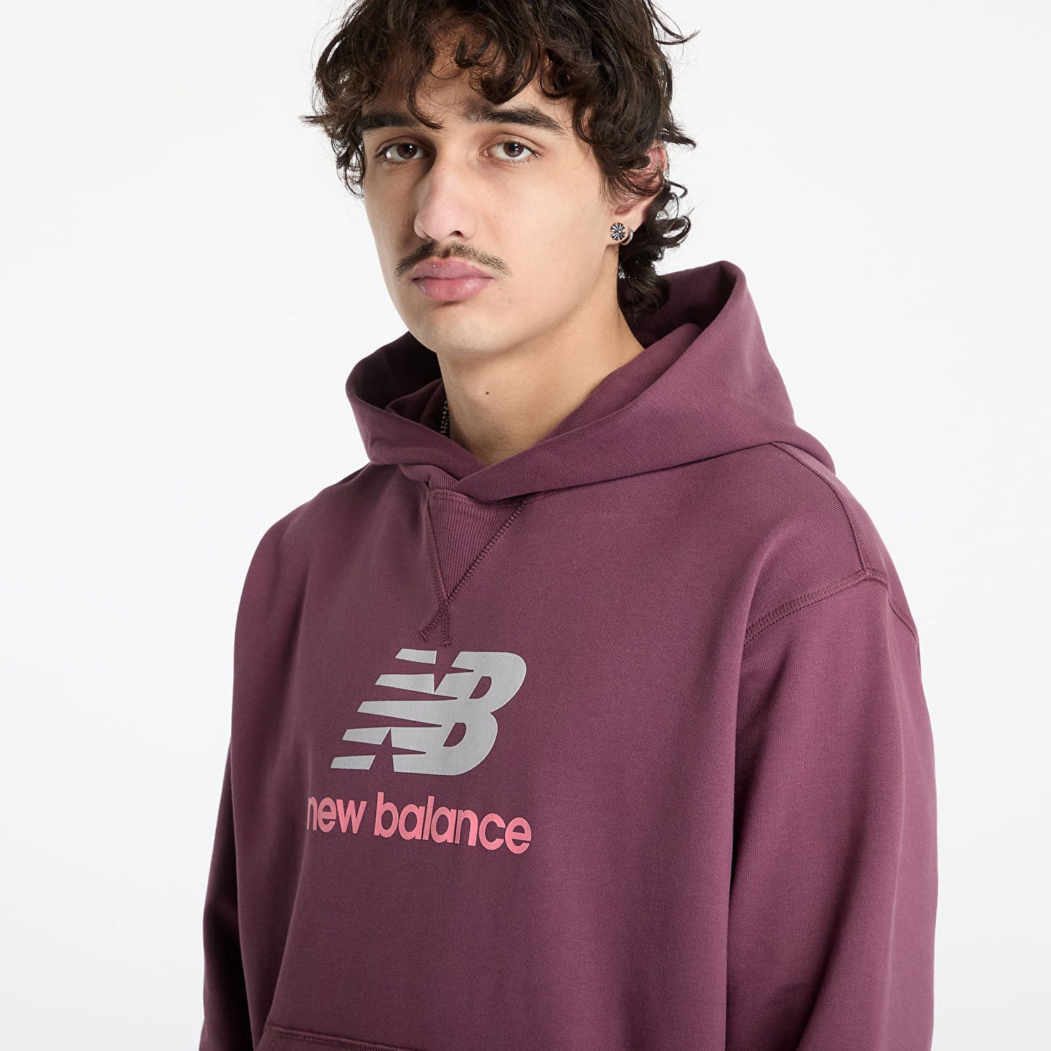 Суитчър New Balance Athletics French Terry Logo Hoodie XL Бургунди | MT51512FDP, 1