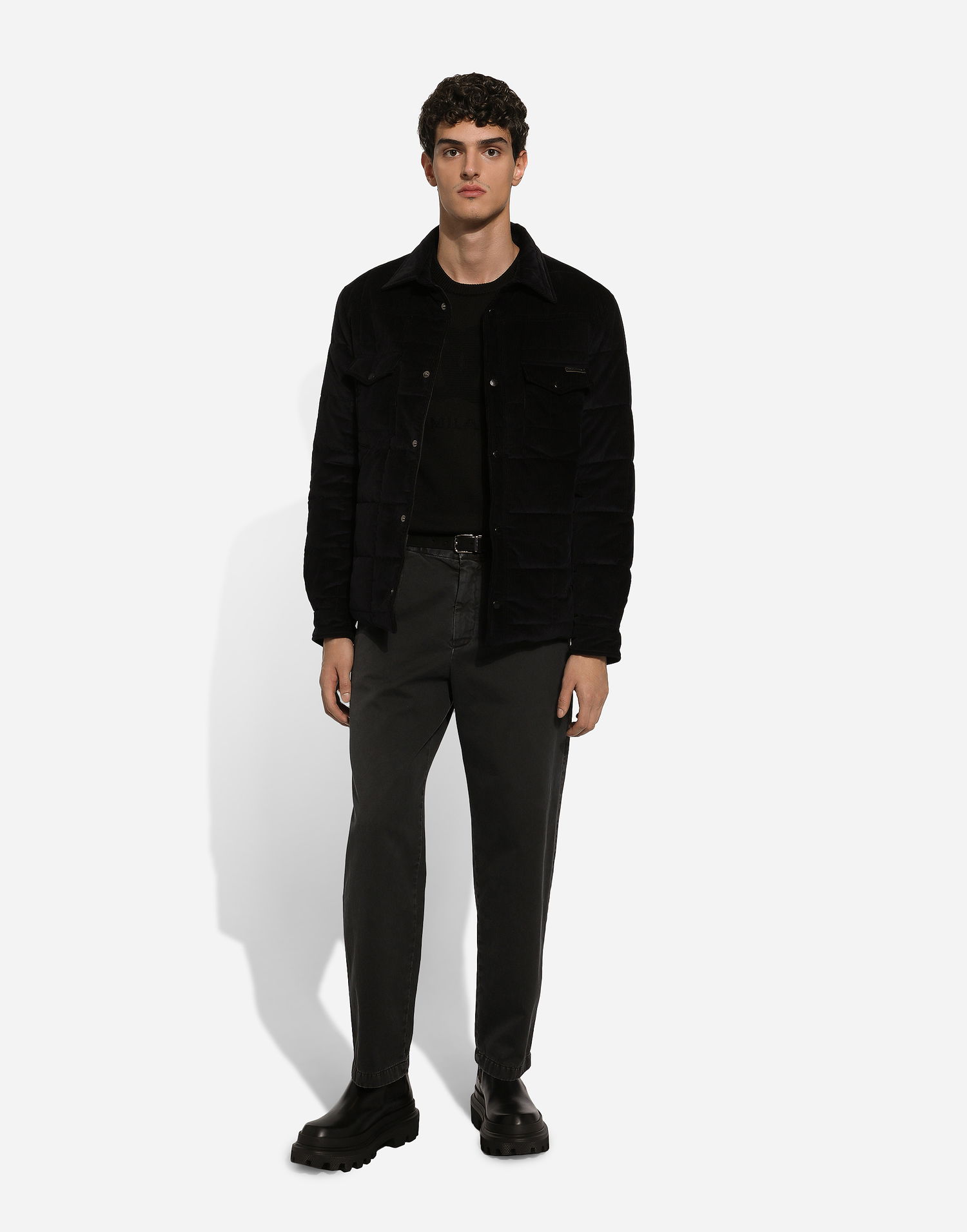 Яке Dolce & Gabbana Dolce & Gabbana Quilted Corduroy Padded Jacket Черно | G9BCUTFUVFBN0000, 1
