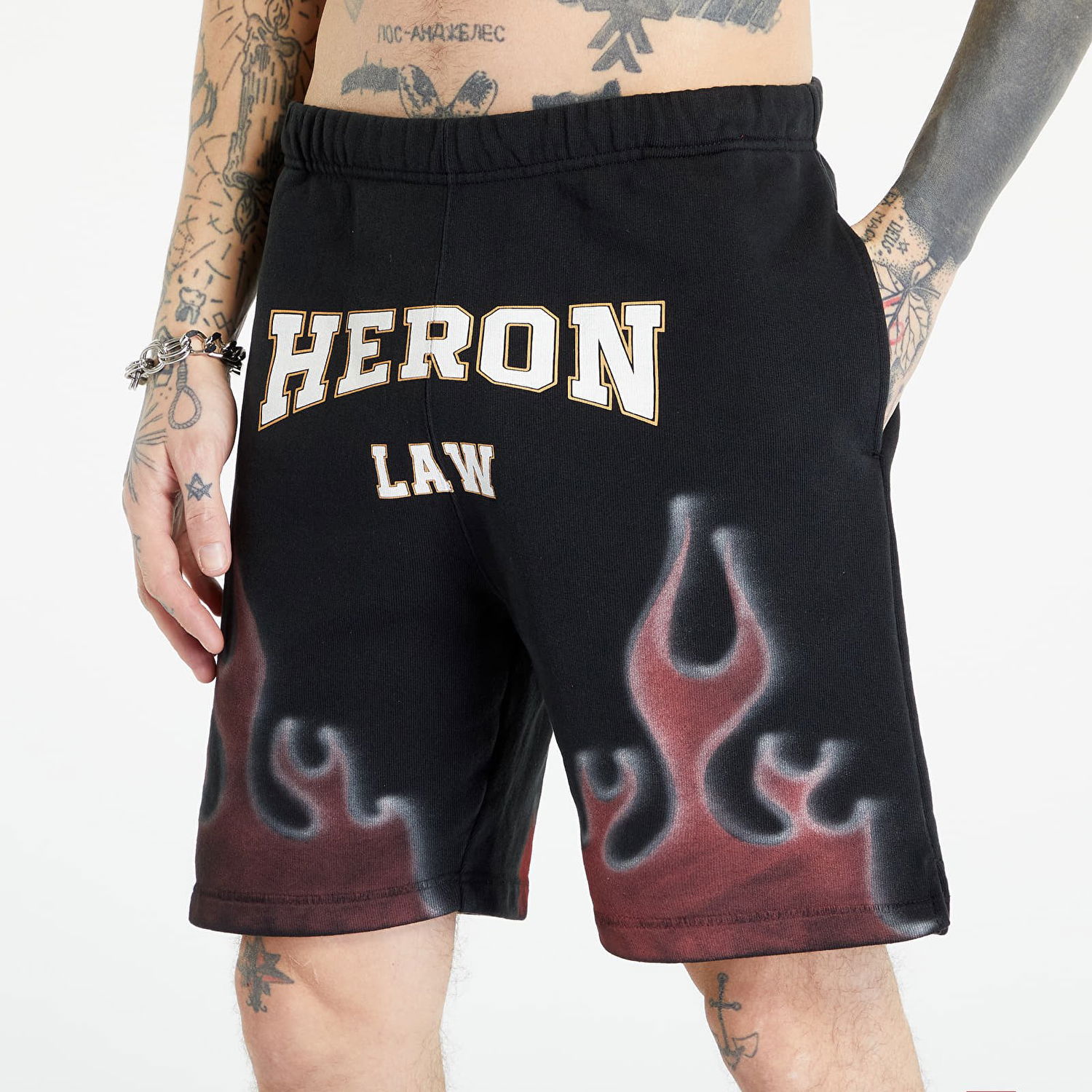 Къси панталони HERON PRESTON Heron Law Flames Sweatshorts Черно | HMCI011S23JER0041025, 1