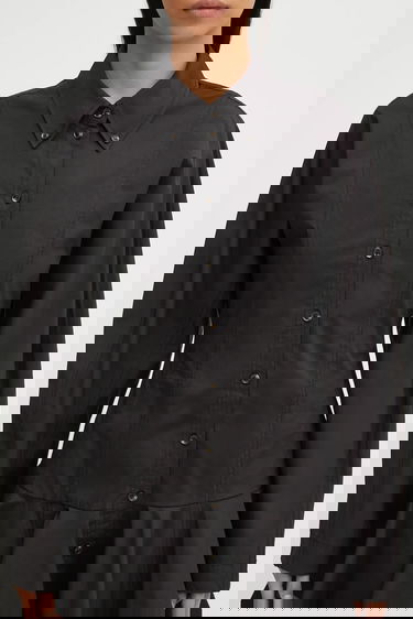 Pокля GANNI Stretch Cotton Buttoned Mini Shirt Dress Черно | W1001, 3