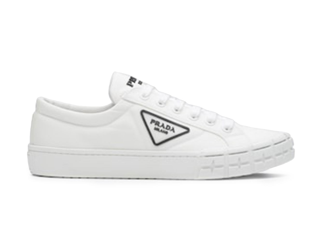 Кецове и обувки Prada Wheel Cassetta Low White White Black Бяло | 2EG323_1YFL_F0009, 0