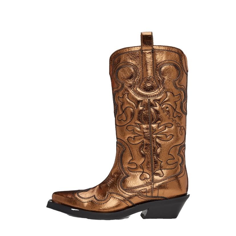 Кецове и обувки GANNI Mid Shaft Embroidered Western Boots Кафяво | S2743