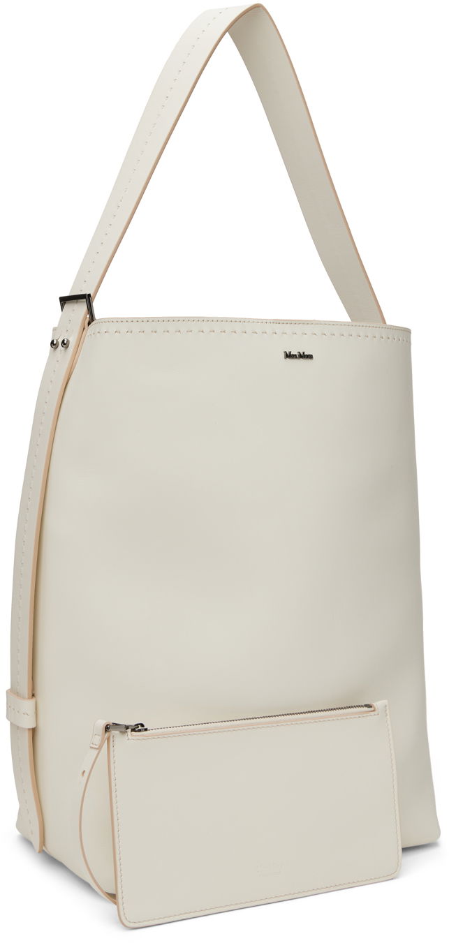 Голяма пазарска чанта Max Mara Archetipo Medium Leather Tote Бяло | 2414511051600, 1