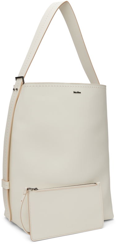 Голяма пазарска чанта Max Mara Archetipo Medium Leather Tote Бяло | 2414511051600, 1
