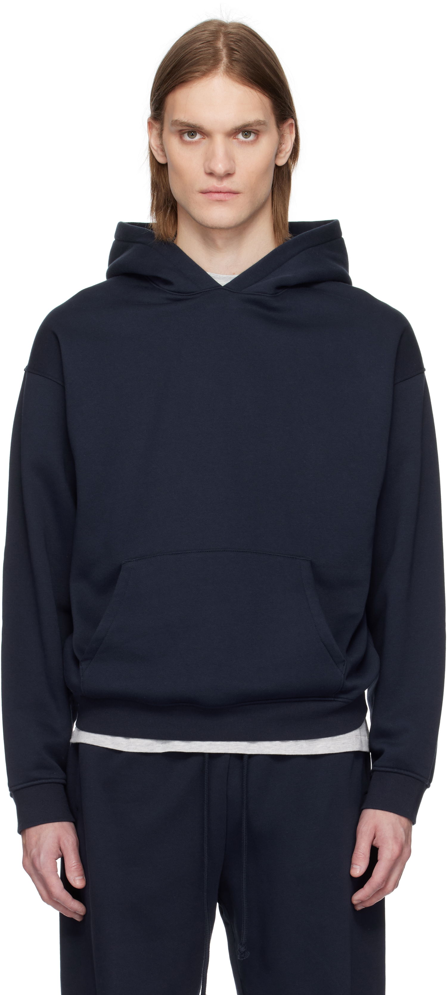 Суитчър SKIMS SKIMS Fleece Relaxed Hoodie Тъмно синьо | PL-PLO-8461M-NAVY, 0