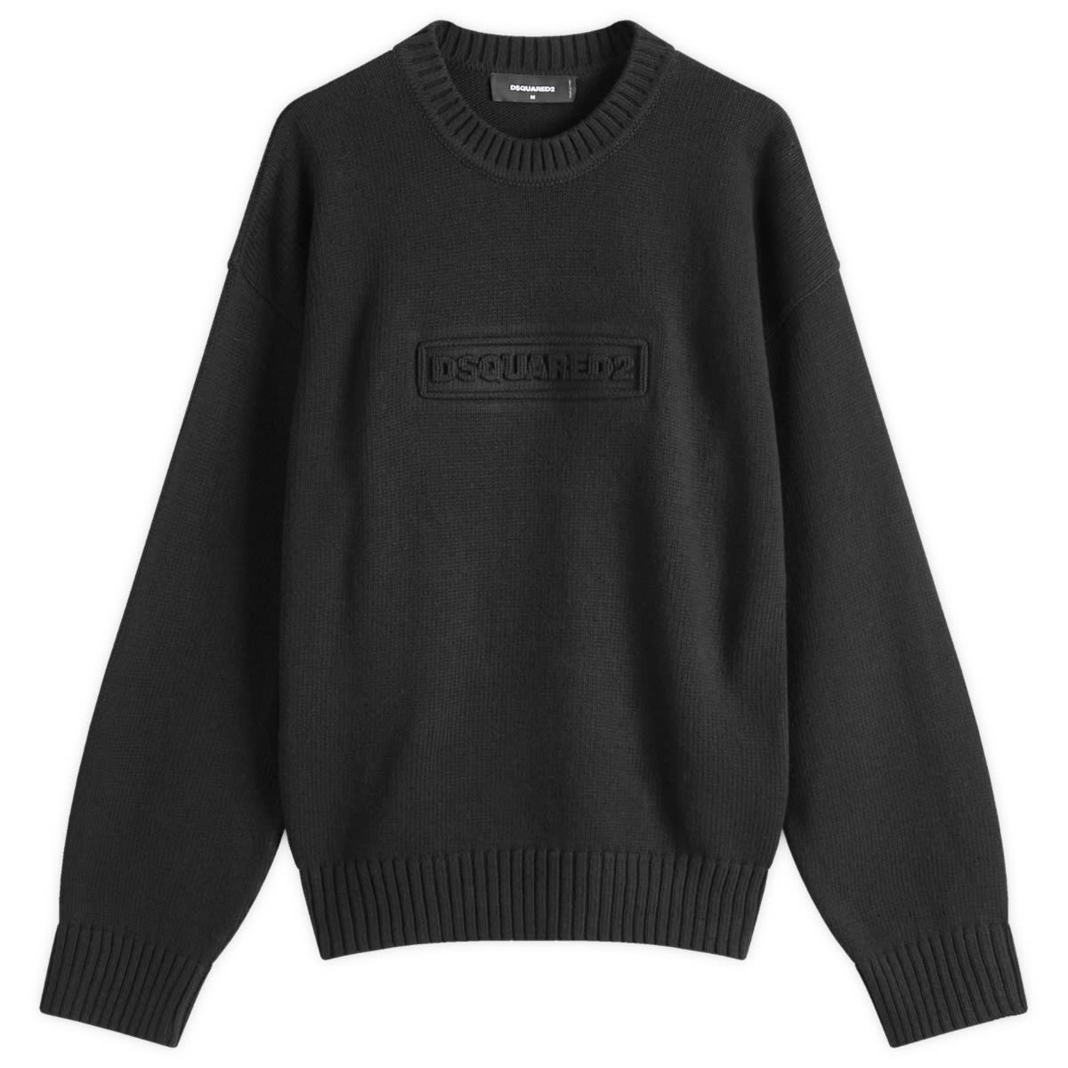 Пуловер DSQUARED2 Crewneck Knit Pullover with Embossed Logo, Size Large Черно | S74HA1475-D13029-900, 0