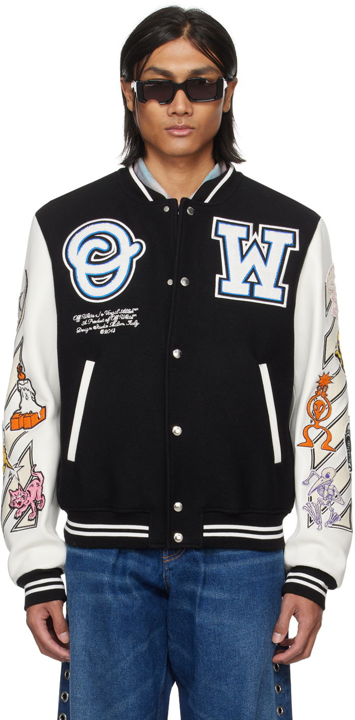 Яке бомбър Off-White Patch Bomber Jacket Черно | OMJA059G23LEA0011001, 0