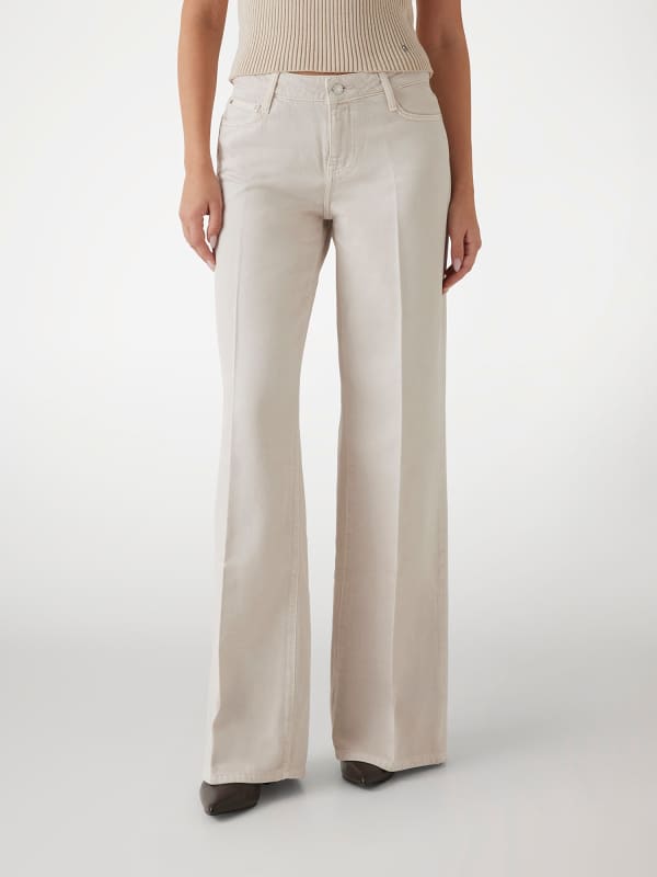 Панталони GUESS Palazzo Denim Pant Бежово | W5RA96WFD53, 0