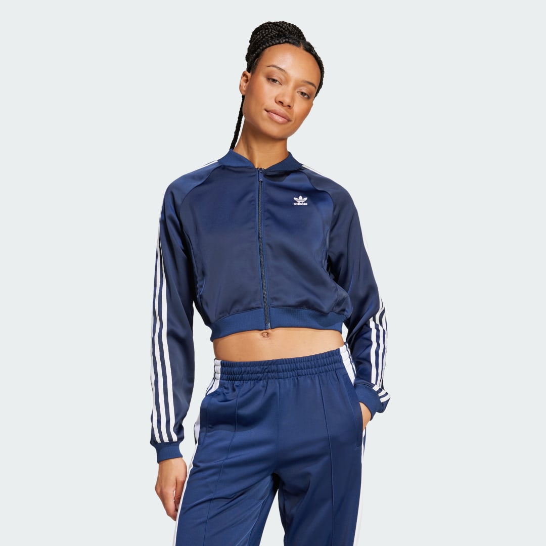 Яке бомбър adidas Performance Satin Cropped Track Jacket Тъмно синьо | JD0866, 0