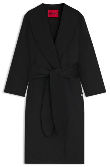 Relaxed-fit robe-style coat with tie-up belt