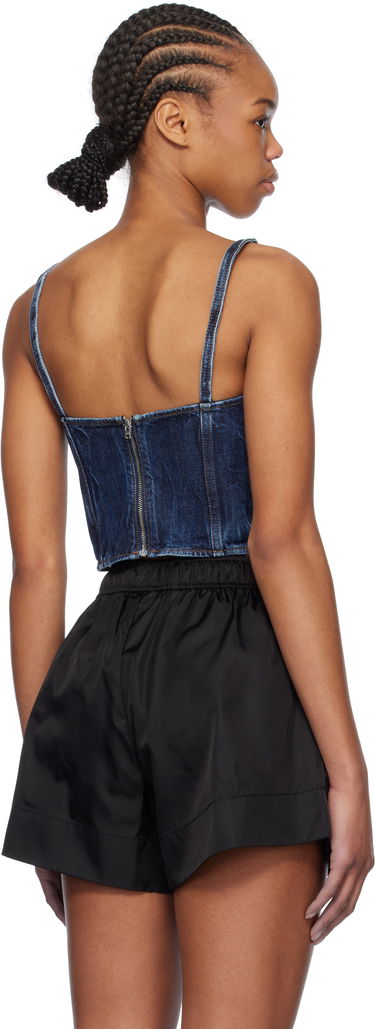 Потник GANNI Blue Crinkled Future Denim Strap Top Тъмно синьо | J1592, 2