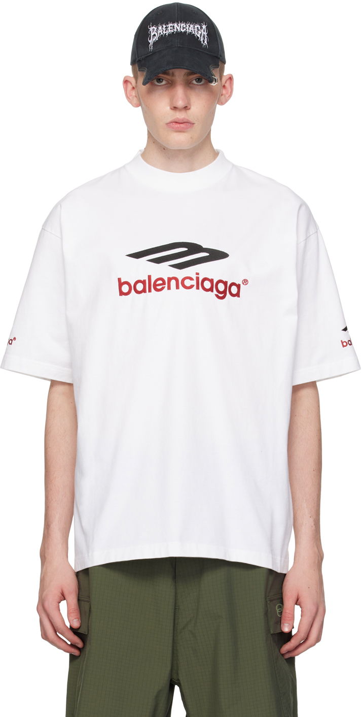 Тениска Balenciaga 3B Sports Icon T-Shirt Бяло | 764235-TPVD7-9065