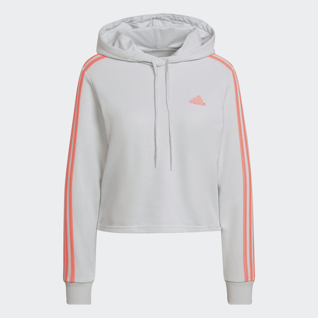 Суитчър adidas Performance Cropped Hoodie with Three Stripes Сиво | HC9132, 0