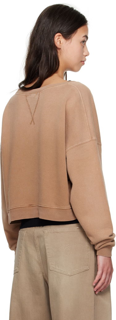 Суитчър R13 R13 'New York' Cropped Front Slit Sweatshirt Кафяво | R13WK251-001UU, 2