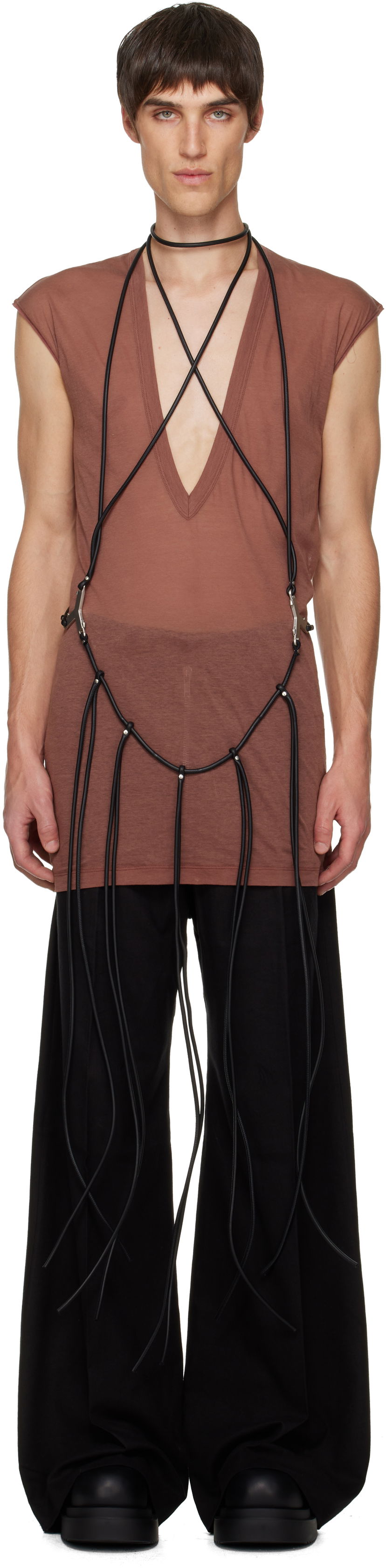 Потник Rick Owens Concordians Cord Fringed Tank Top Кафяво | RR02E1457 LBL