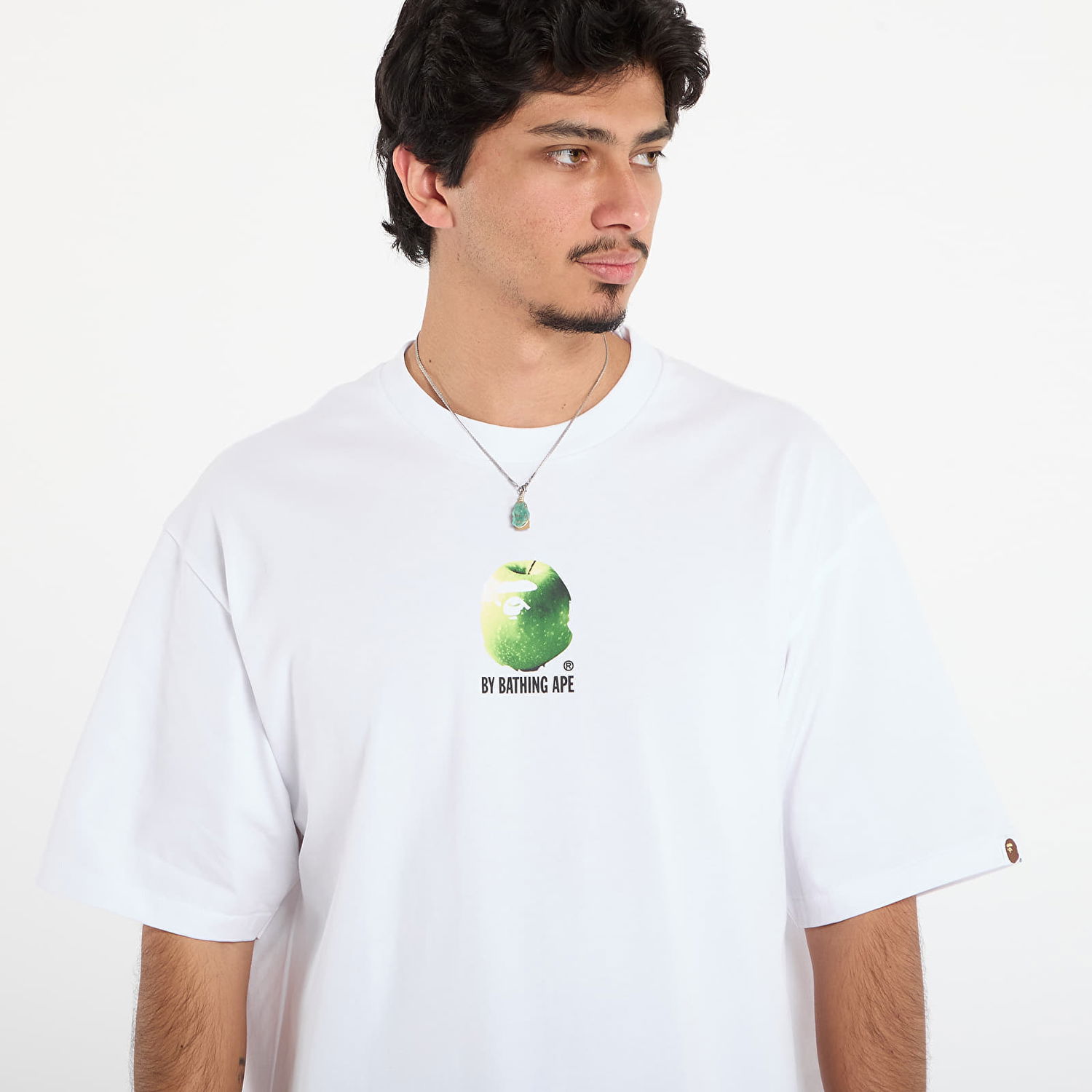 Тениска BAPE A BATHING APE Apple Graphic Relaxed Fit Tee Бяло | 001TEL801308MWHT, 1