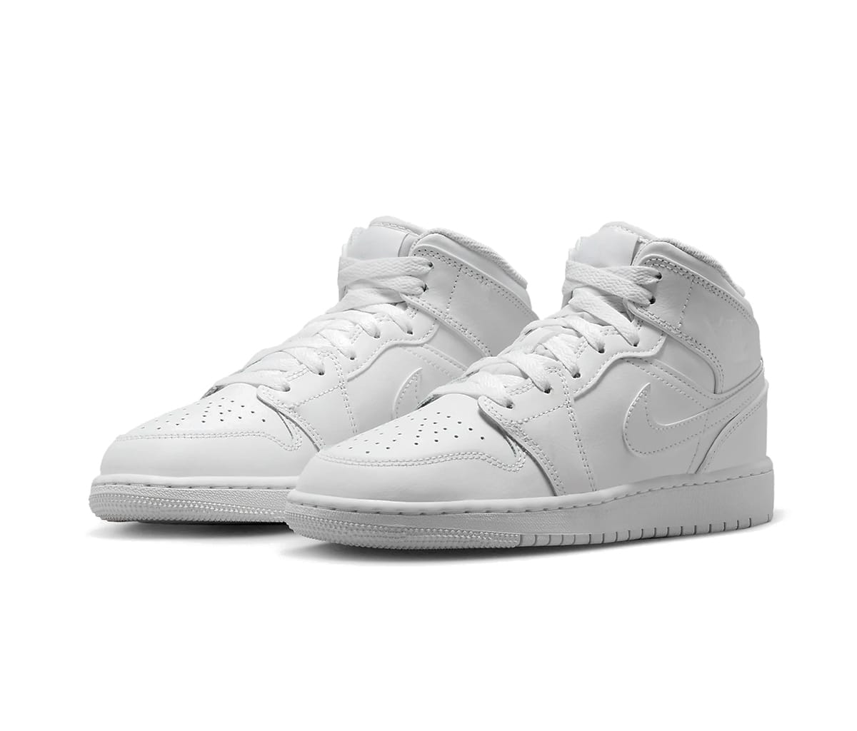 Кецове и обувки Jordan Air Jordan 1 Mid Triple White GS Бяло | 554725-136, 1