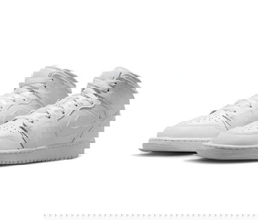 Кецове и обувки Jordan Air Jordan 1 Mid Triple White GS Бяло | 554725-136, 1