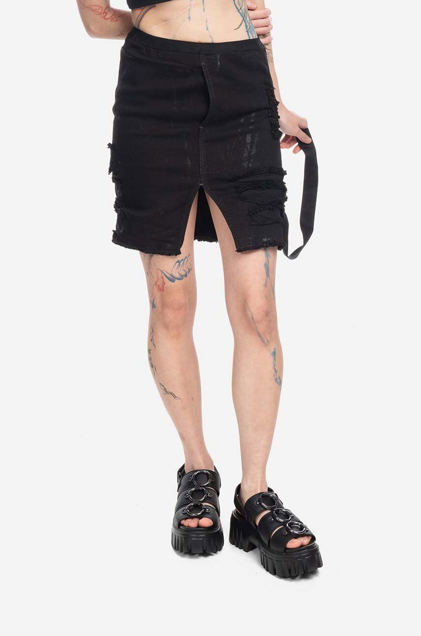 Пола Rick Owens Mini Skirt Черно | DS02B4343.SBFLS.BLACK