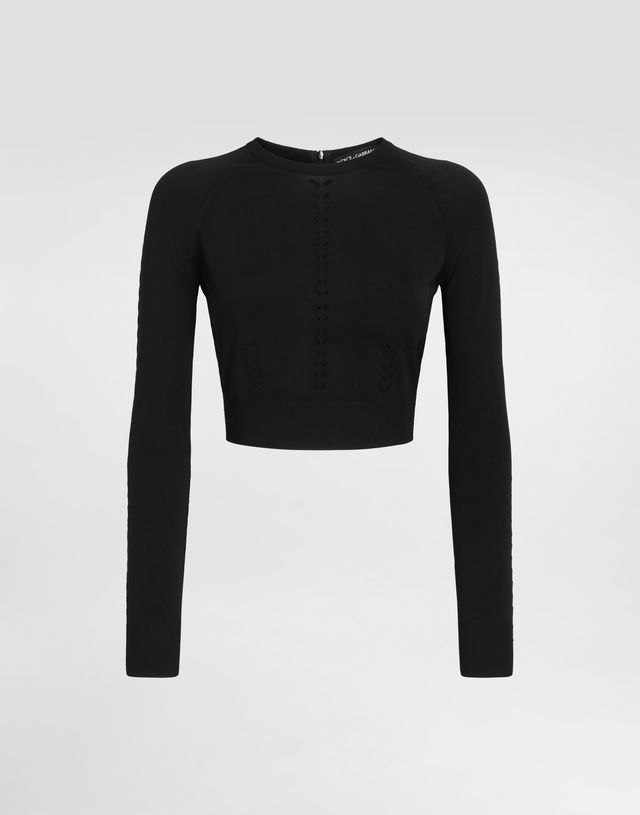 Dolce & Gabbana Cropped Viscose Knit Sweater