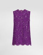 Dolce & Gabbana Cordonetto Floral Lace Sleeveless High-Neck Top