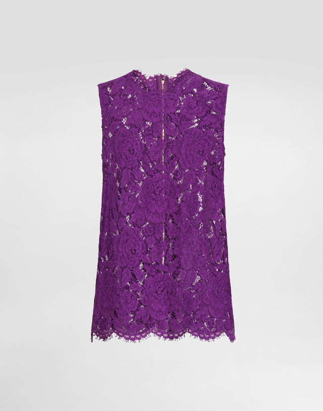 Dolce & Gabbana Cordonetto Floral Lace Sleeveless High-Neck Top