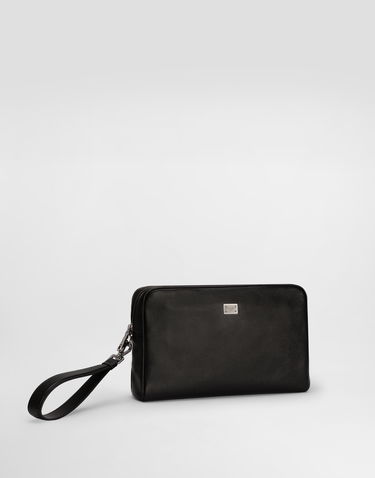 Раници и чанти Dolce & Gabbana Dolce & Gabbana Calfskin Wristlet Pouch Черно | BM2441AV95680999, 2