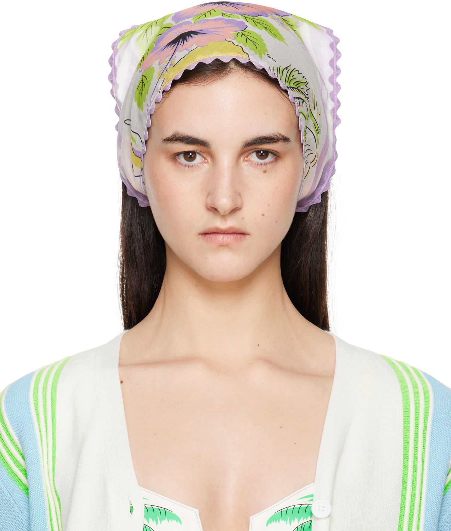 Шал Anna Sui Anna Sui Florida Silk Voile Headscarf Лилаво | 325C90, 0