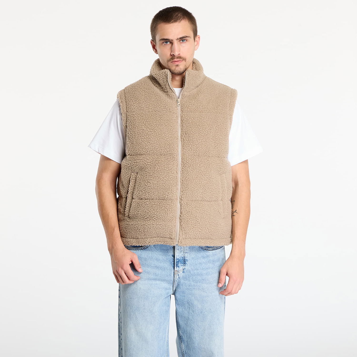 Жилетка Urban Classics Basic Teddy Puffer Vest Бежово | TB7939-01279, 0