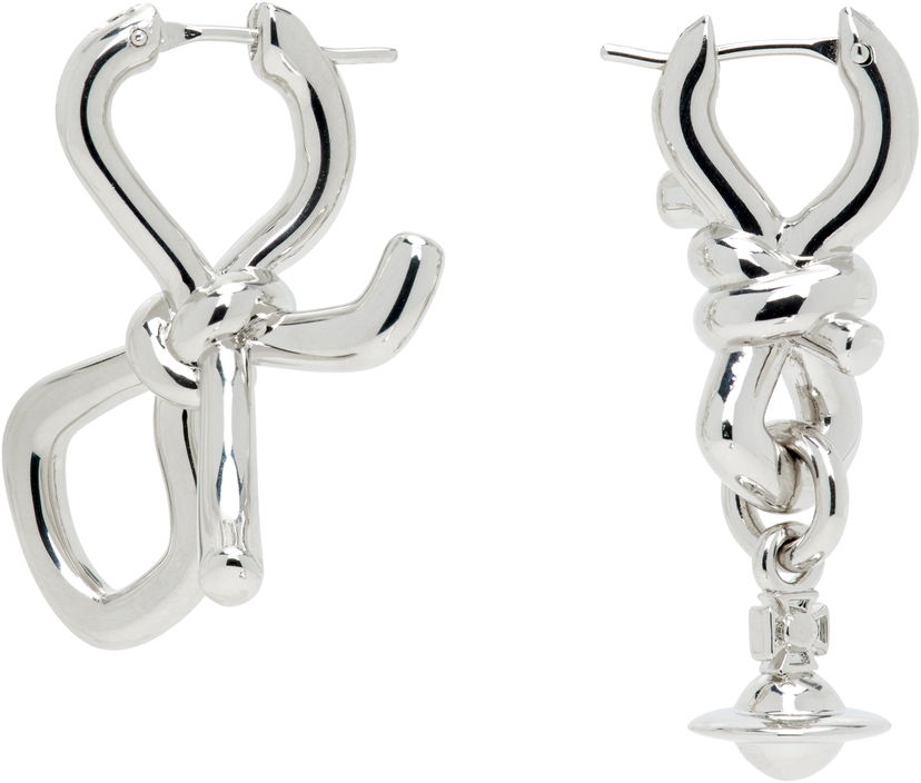 Обеци Vivienne Westwood Vivienne Westwood Knotted Silver Drop Earrings Металик | 6202016U-02P019-