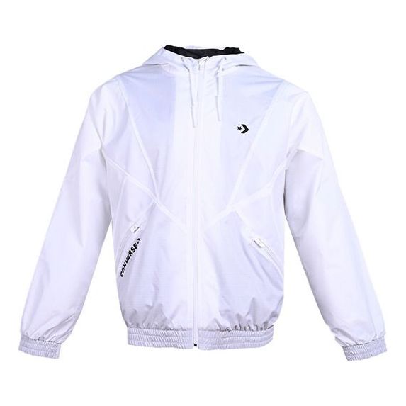Ветровка Converse Hooded Drawstring Zipper Pocket Jacket Бяло | 10019993-A03