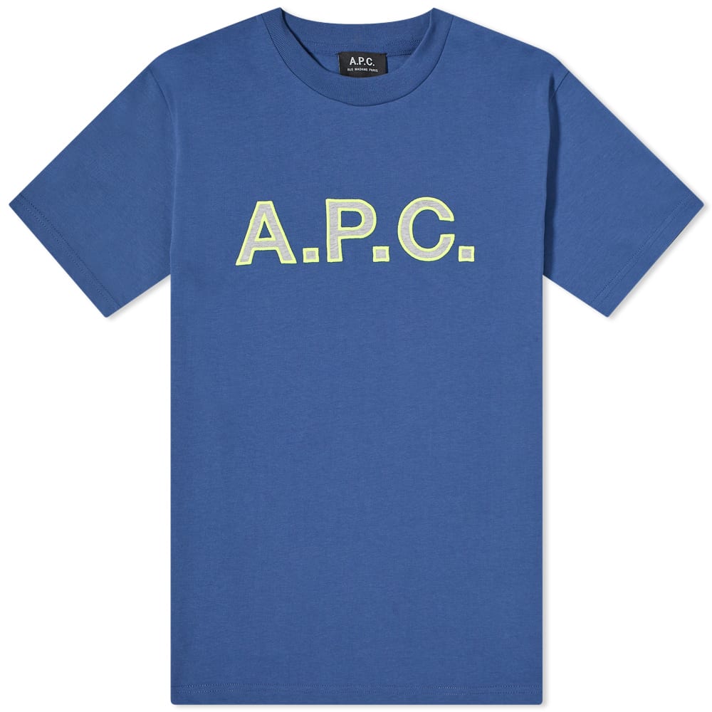 Тениска A.P.C. Romain Embroidered Logo Tee Синьо | COESQ-H26052-IAJ, 0