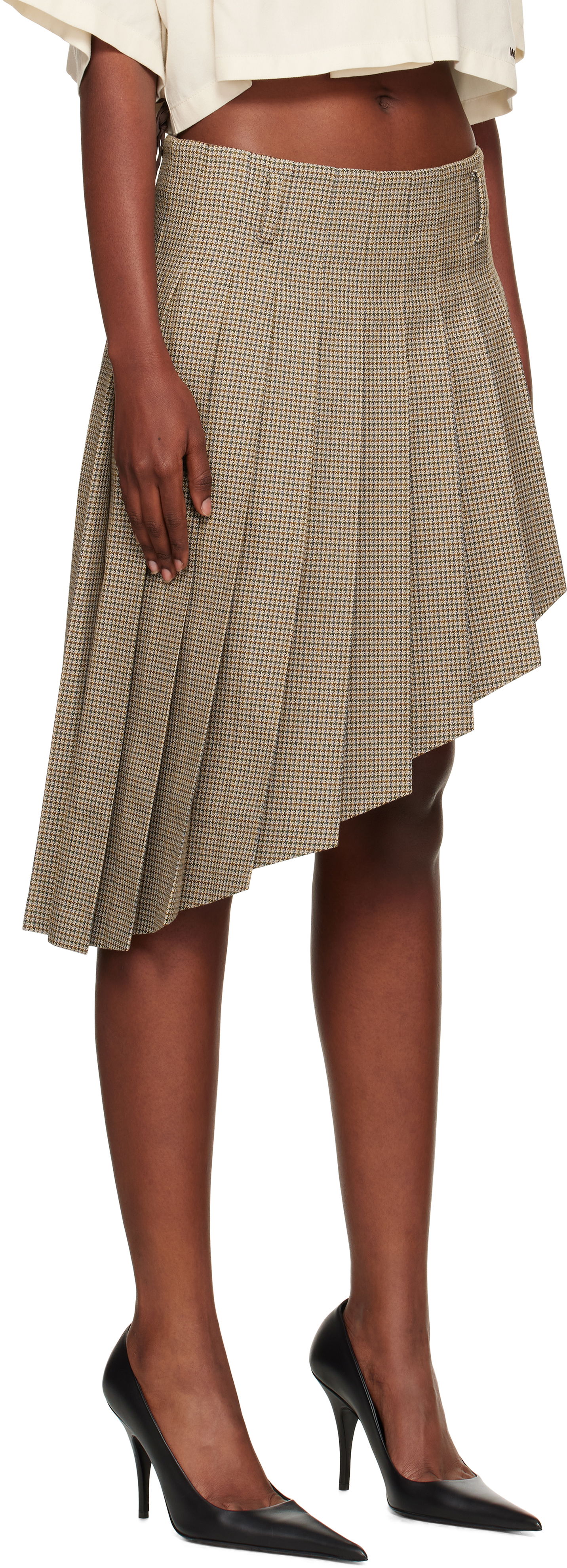 Пола We11done We11done Asymmetric Checked Midi Skirt Кафяво | WD-SK2-25-276-W-BG, 1