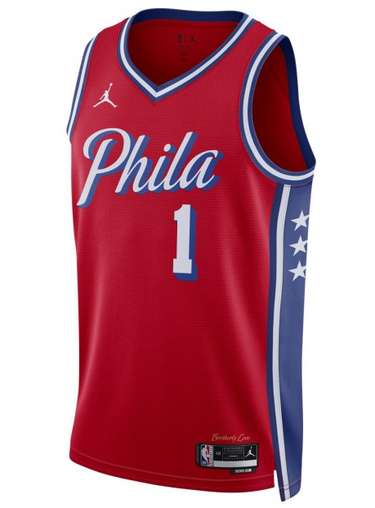 Фланелка Jordan NBA Dri-FIT Philadelphia 76ers Statement Edition 2022 Swingman Jersey Червено | DO9539-664, 0