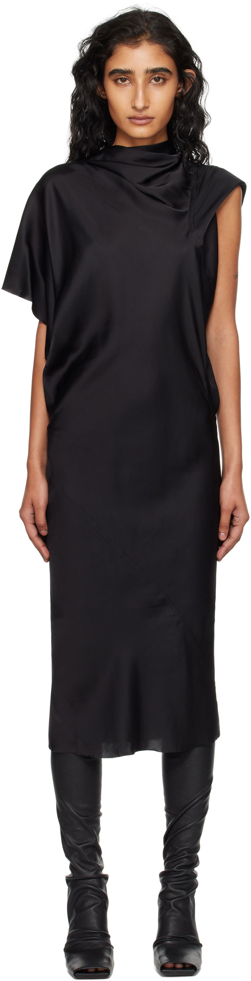 Pокля Rick Owens Rick Owens Concordians Seb Midi Dress Черно | RP02E4543 SCH
