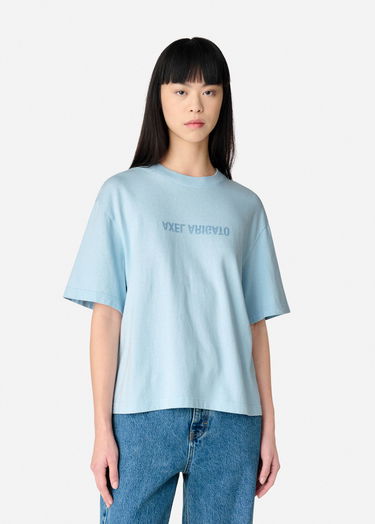Съкратен топ AXEL ARIGATO Cropped T-Shirt with Text Embroidery Синьо | A2987001, 2
