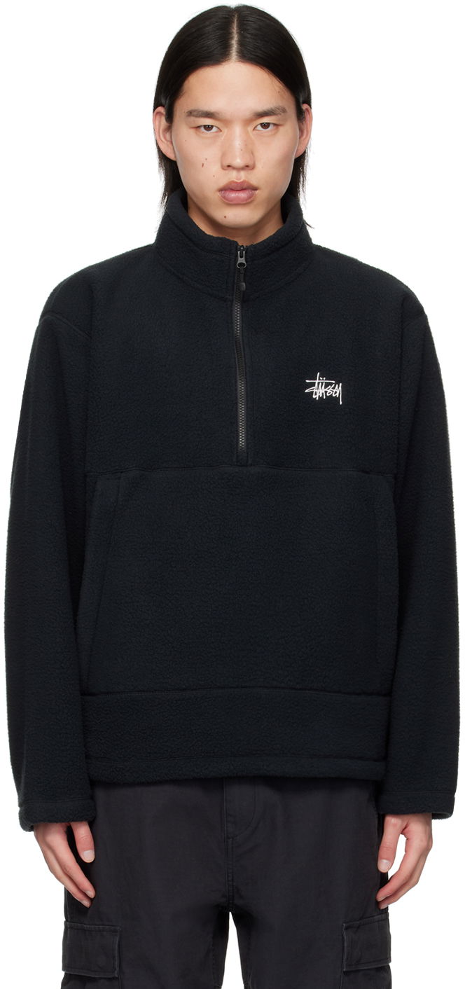 Пуловер Stüssy Black Half-Zip Sweater Черно | 118542