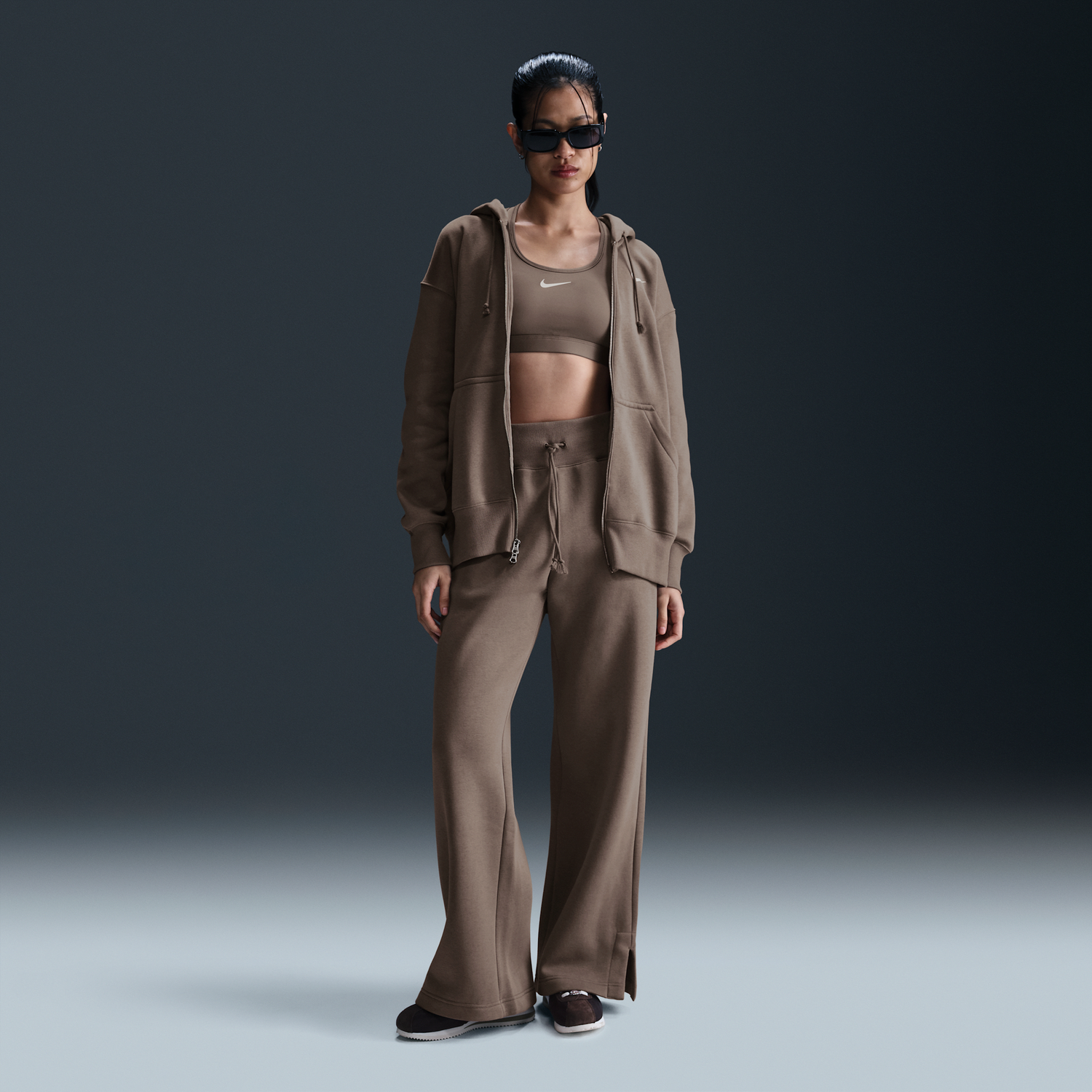 Суитчър Nike Sportswear Phoenix Fleece High-Waisted Wide-Leg Pants Кафяво | DQ5615-233, 1