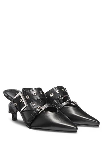 Аксесоари BOSS Nappa Leather Mules with Buckled Straps Черно | 50536401
