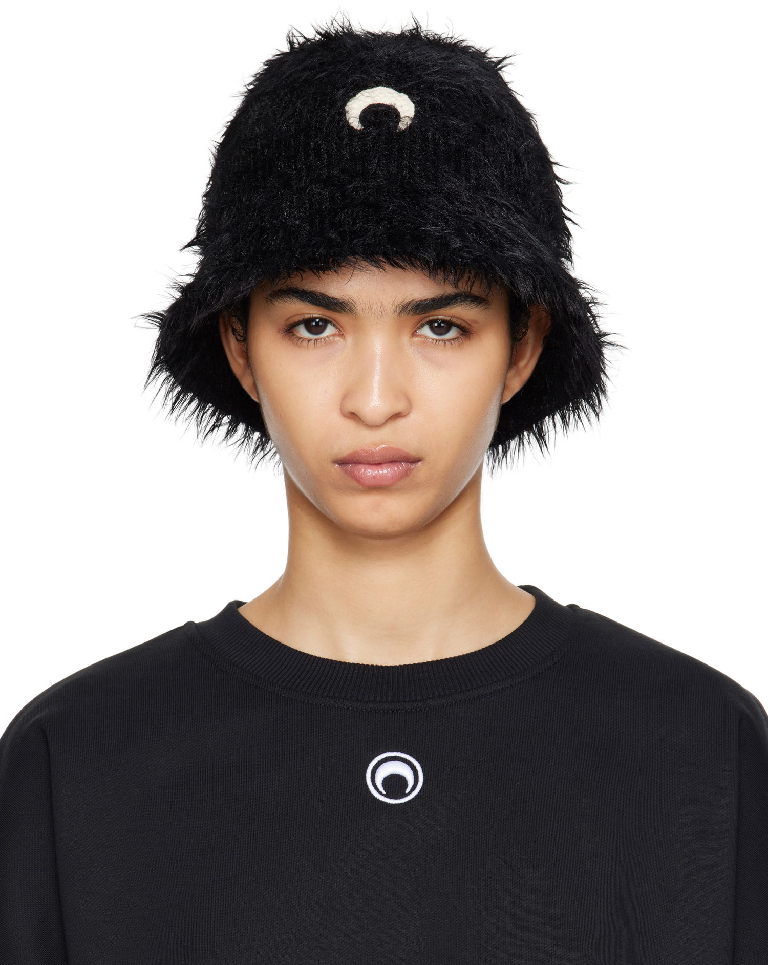 Шапка Marine Serre Wild Puffy Knit Bucket Hat Черно | UHG043A, 0