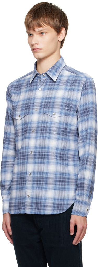 Риза Tom Ford TOM FORD Check Western Shirt Синьо | HDS001-FMC243, 3