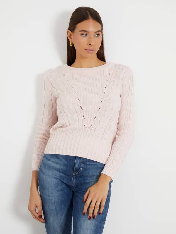 Пуловер GUESS Cable Knit Sweater Розово | W4RR15Z3C30, 0