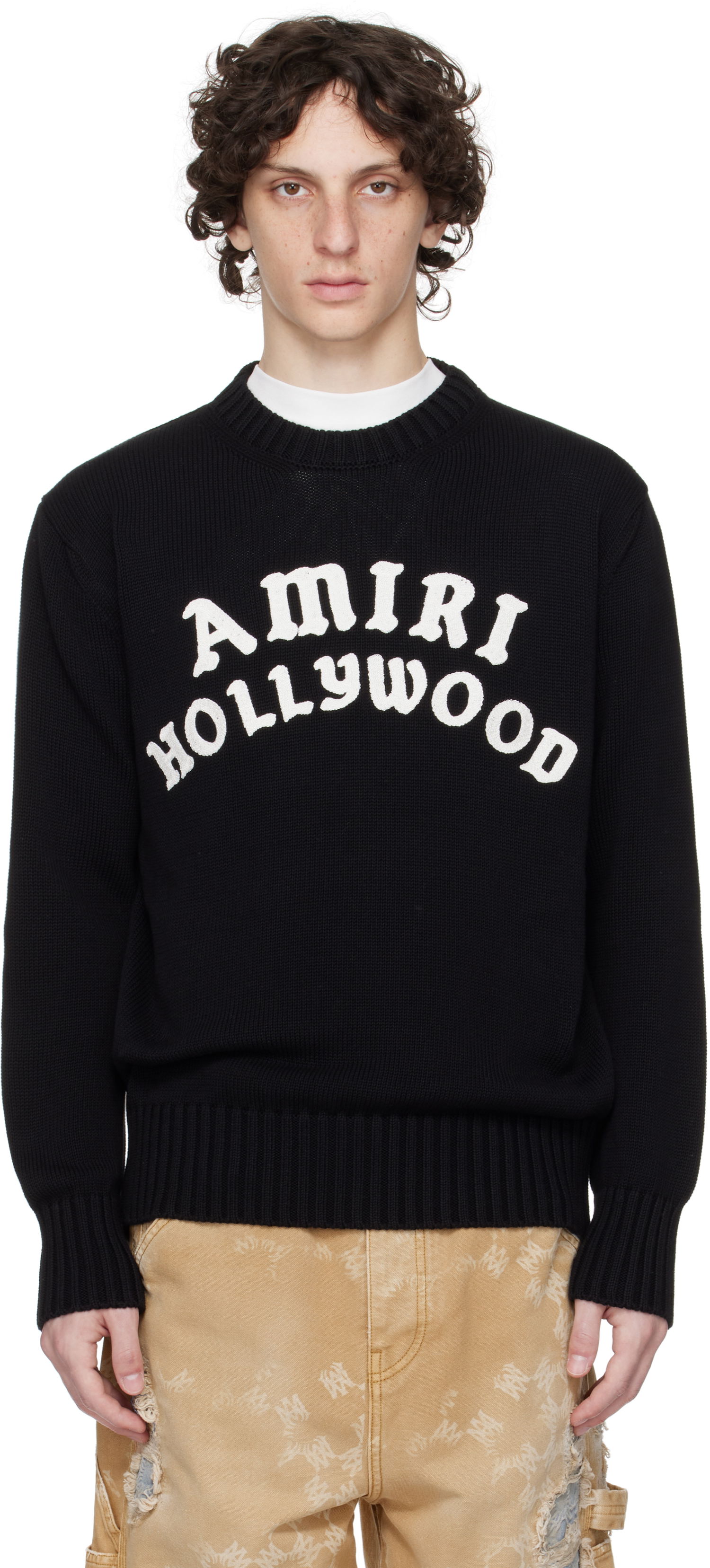 Пуловер AMIRI Amiri Hollywood Crew Sweater Черно | AMKNCW1094, 0