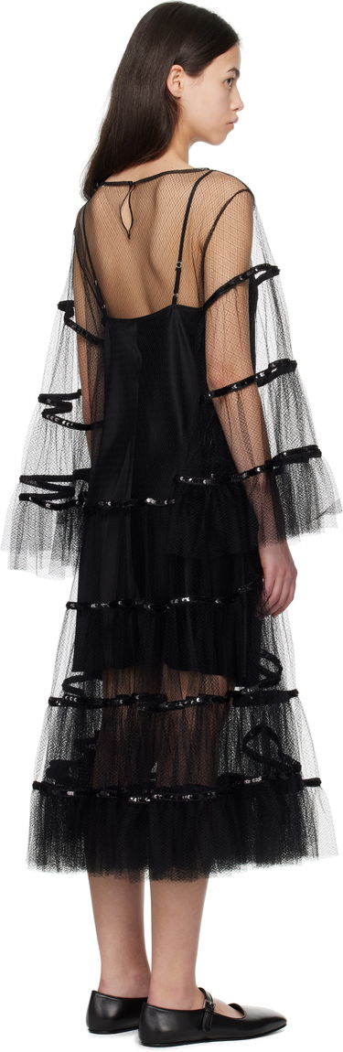 Pокля Bode Bode Swan Midi Dress Черно | WRS25DR030, 2