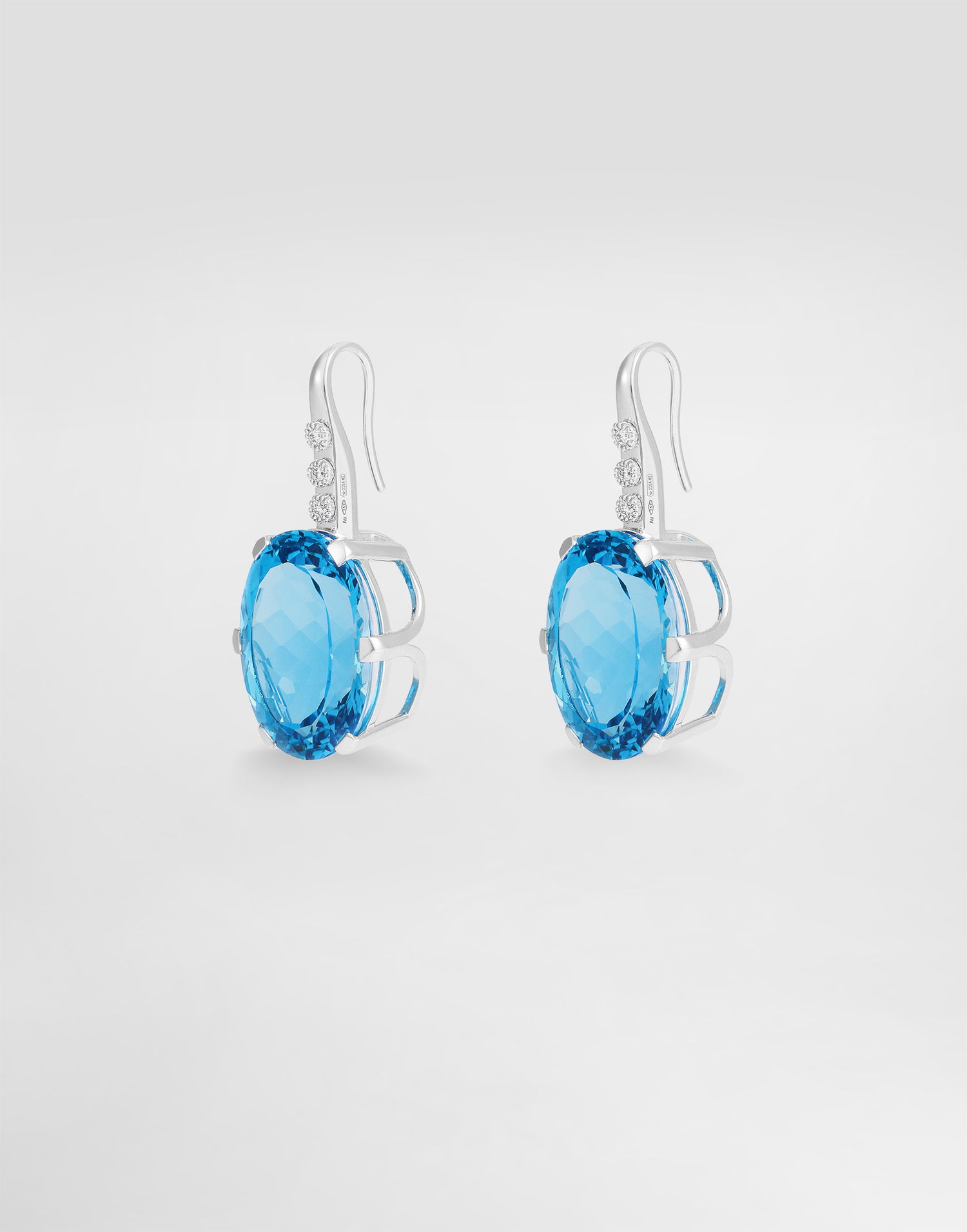 Обеци Dolce & Gabbana Anna 18-carat White Gold Topaz and Diamond Earrings Синьо | WESB1GWTOP180001, 1