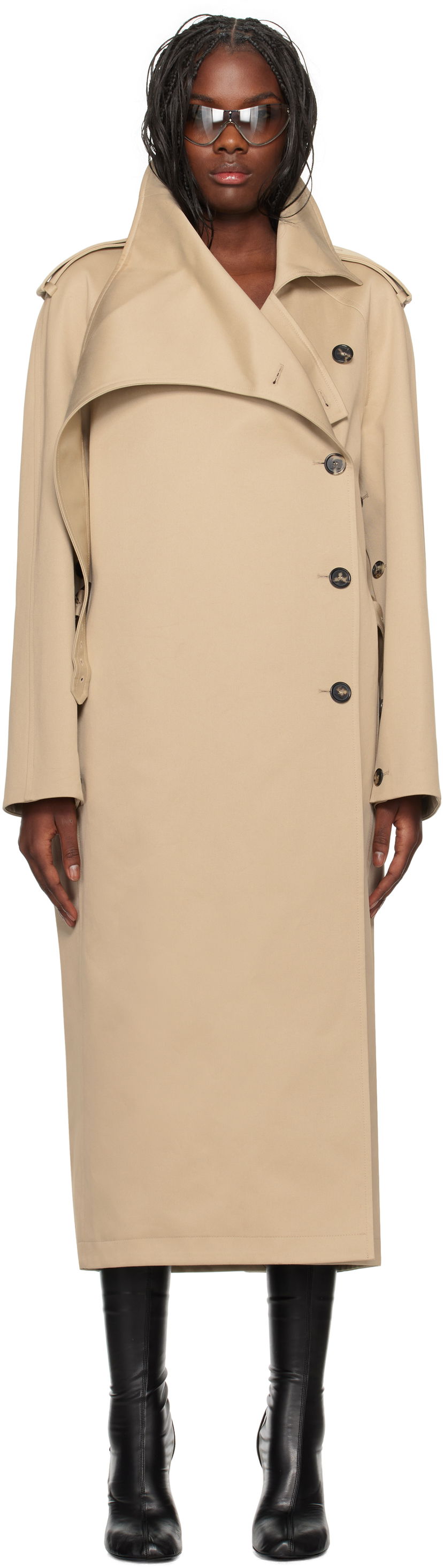 Тренчкот Courrèges Courrèges Long Oblique Trench Coat Бежово | 424CMA178CO0131