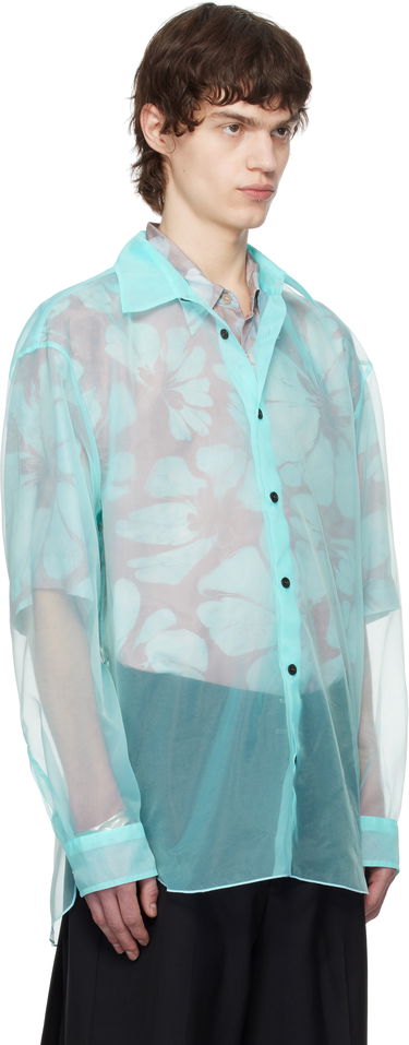 Риза Dries Van Noten Dries Van Noten Organza Floral-Print Shirt Тюркоазено | 251-020732-1501, 1