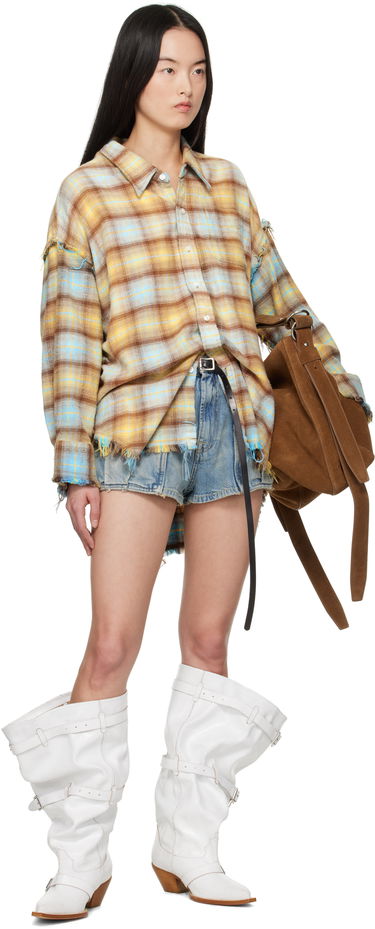Риза R13 R13 Shredded Seam Drop Neck Plaid Shirt Многоцветен | R13WR075-R503B, 3