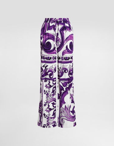 Панталони Dolce & Gabbana Dolce & Gabbana Majolica-Print Wide-Leg Trousers Лилаво | FTDBQTFS8C0IP3TN, 0